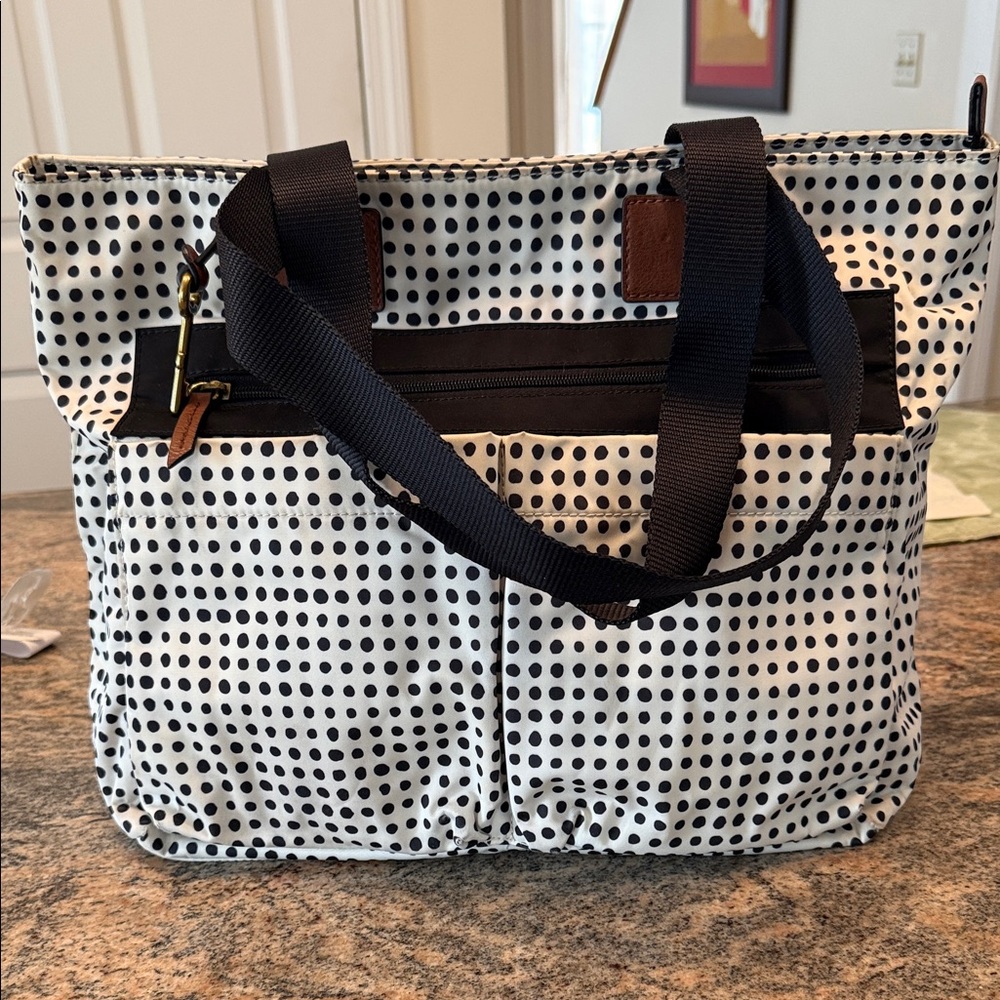 Fossil Black and White Polka Dot Tote